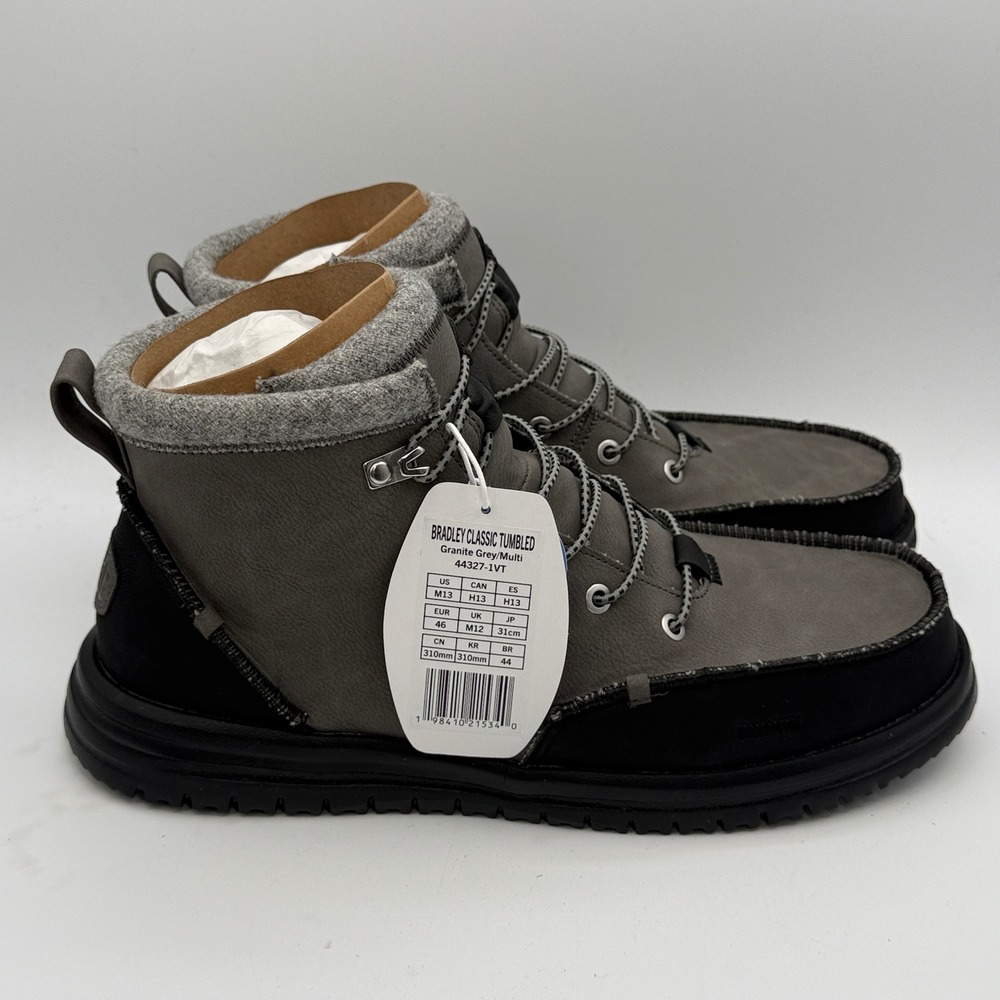 Hey Dude Bradley Classic Tumbled Shoes Mens Size 13 Granite Grey Multi 44327-1VT